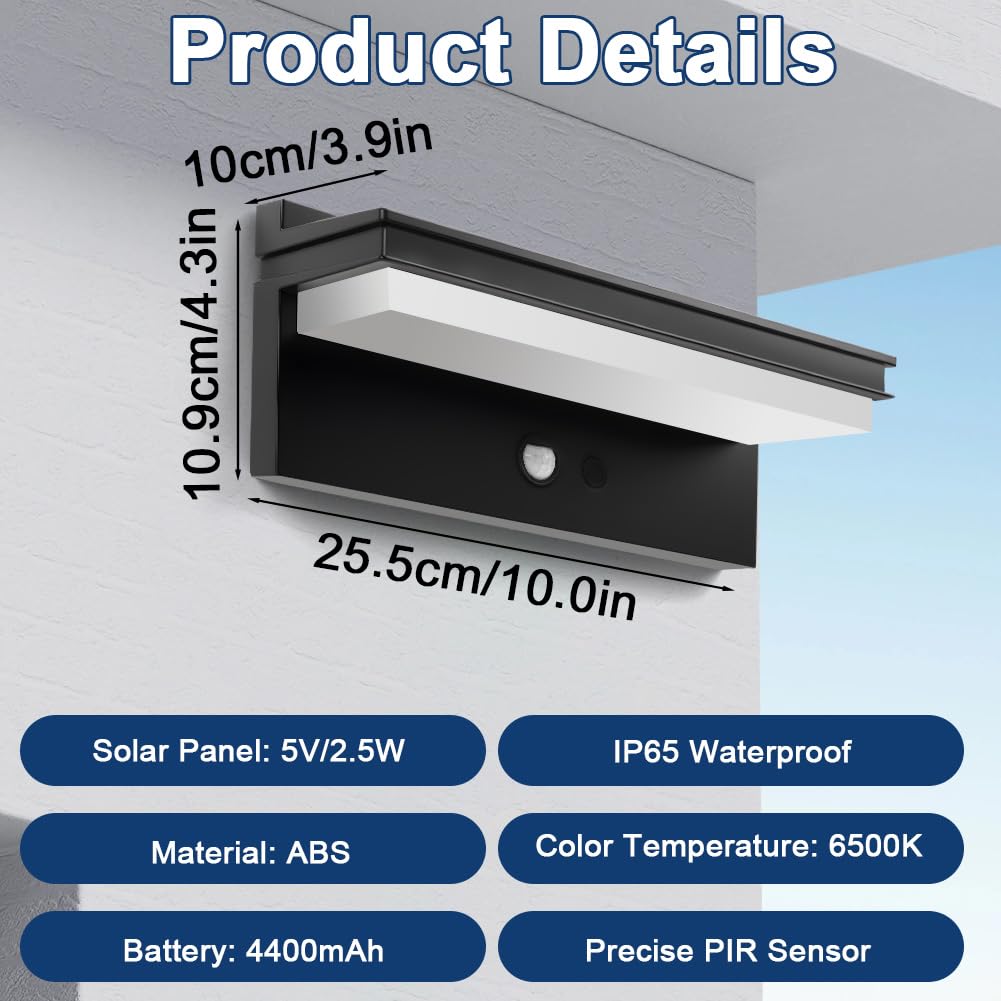 HOTUT Solar Lights Outdoor Motion Sensor, Wall Lights Outdoor IP65 Waterproof, 4 Lighting Modes, IP65 Solar Security Lights - Image 2