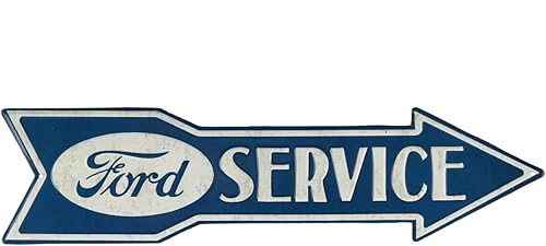 Ford Service - Letrero de metal con flecha en relieve, vintage troquelado para garaje o cueva de hombre