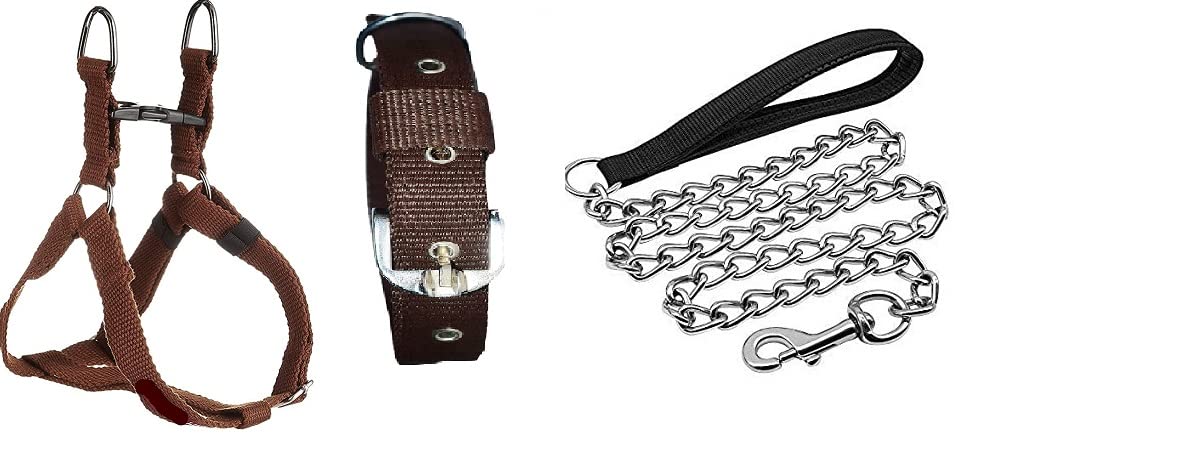 SENAPATI Combo Pack Of Dog Harness, Neck Belt And Chain Set (Medium, Brown) (B0B6Q6DZGP) Amazon Price History, Amazon Price Tracker