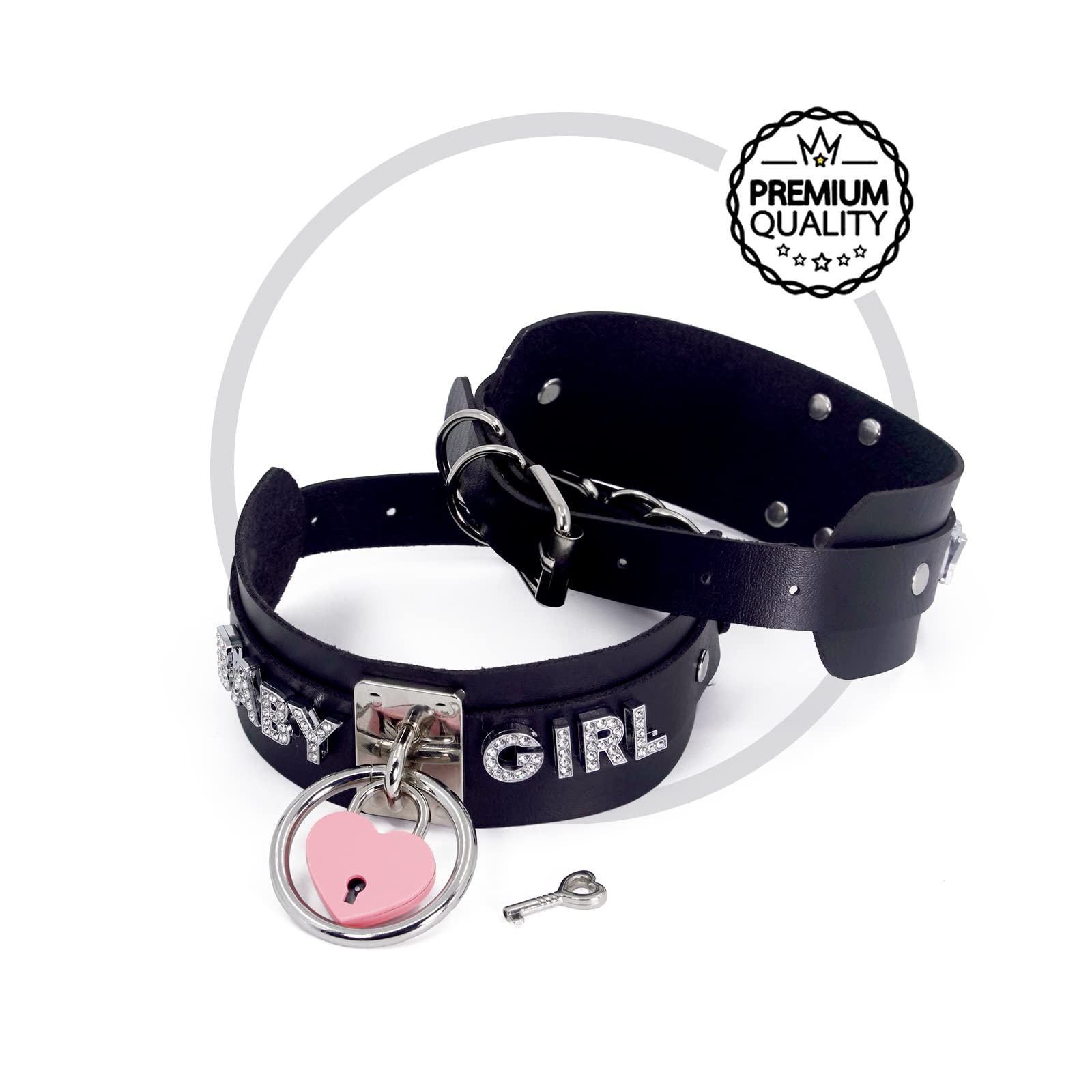 paloli Black Heart Padlock O-ring Choker Necklace for Women, Punk Gothic Letter Leather Collar Pink padlock Jewelries