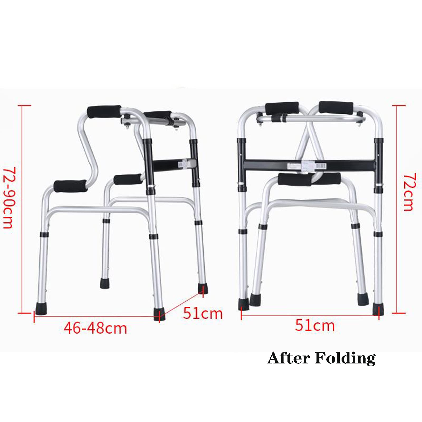 Cesta para Caminar para Personas Mayores estándar de Aluminio, Andador Plegable para Personas Mayores, Cesta para Caminar para Personas Mayores con Movilidad de Altura Ajustable pa