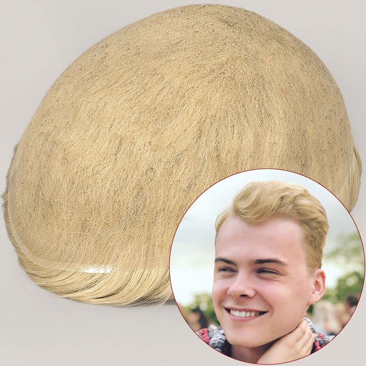 LLWear toupee - Peluca de cabello humano para hombre, 8 x 10 pulgadas, gorra de encaje francés completo, sistema de reemplazo de pelucas para