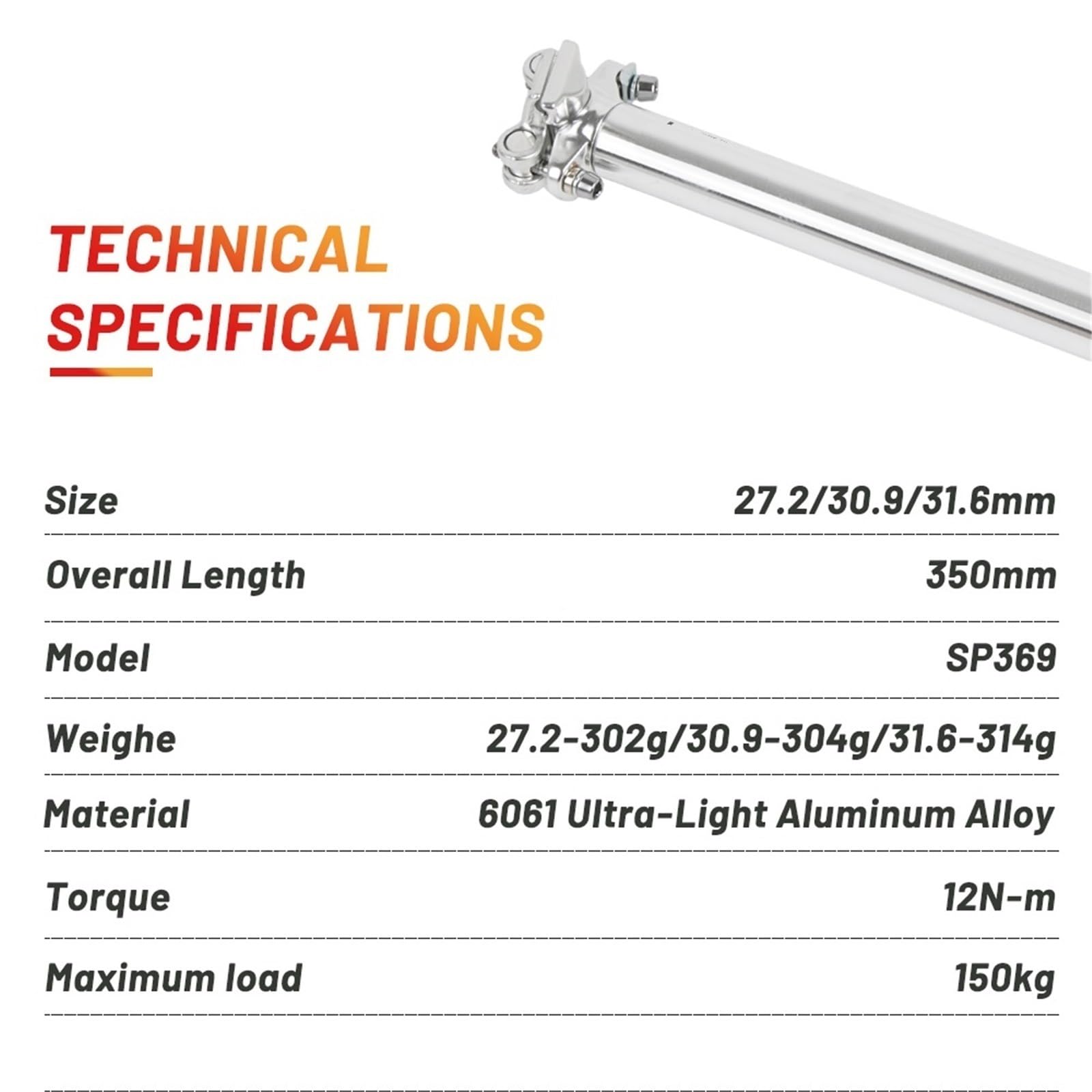 Ultralekki aluminiowy sztyca podsiodłowa do rowerów górskich i szosowych 25,4 27,2 28,6 30,9 i 31,6 mm, 1 sztuka (czarna, 27,2 x 350 mm)