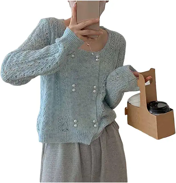 Cardigan en Tricot Mohair Chunky pour Femmes - Gilet Mohair à Col en V