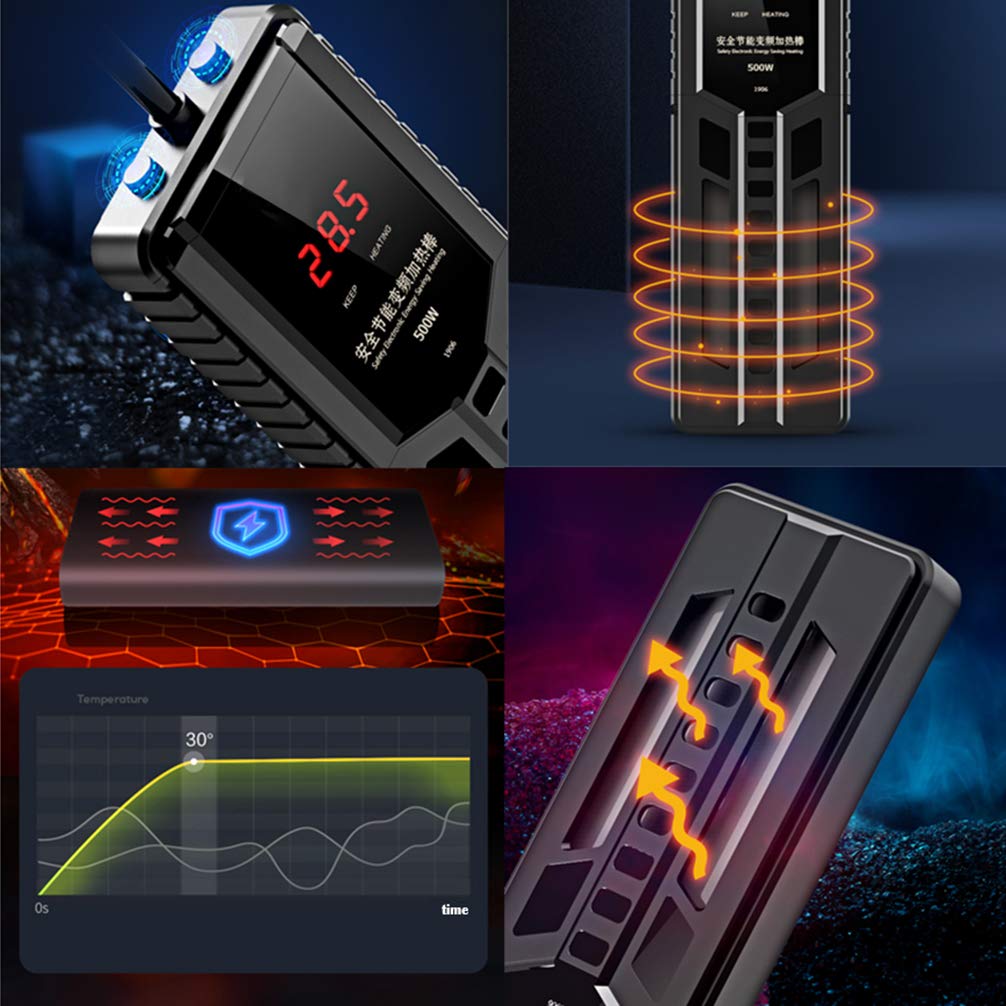 RXBFD Calentador PTC con termostato para Acuario, Calentador Sumergible Plano para Tanque de Peces con termostato Ajustable, con Pantalla LED Inteligente de Temperatura y a Prueba de explosiones