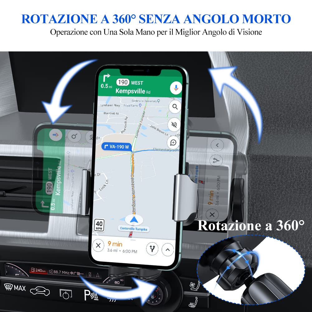 Miracase [2024-2a Generazione] Porta Cellulare Auto e Supporto Cellulare Flessibile, Per Presa D'aria Dell'Auto Porta Smartphone Universale Compatibile con iPhone 16/15 e Samsung Xiaomi