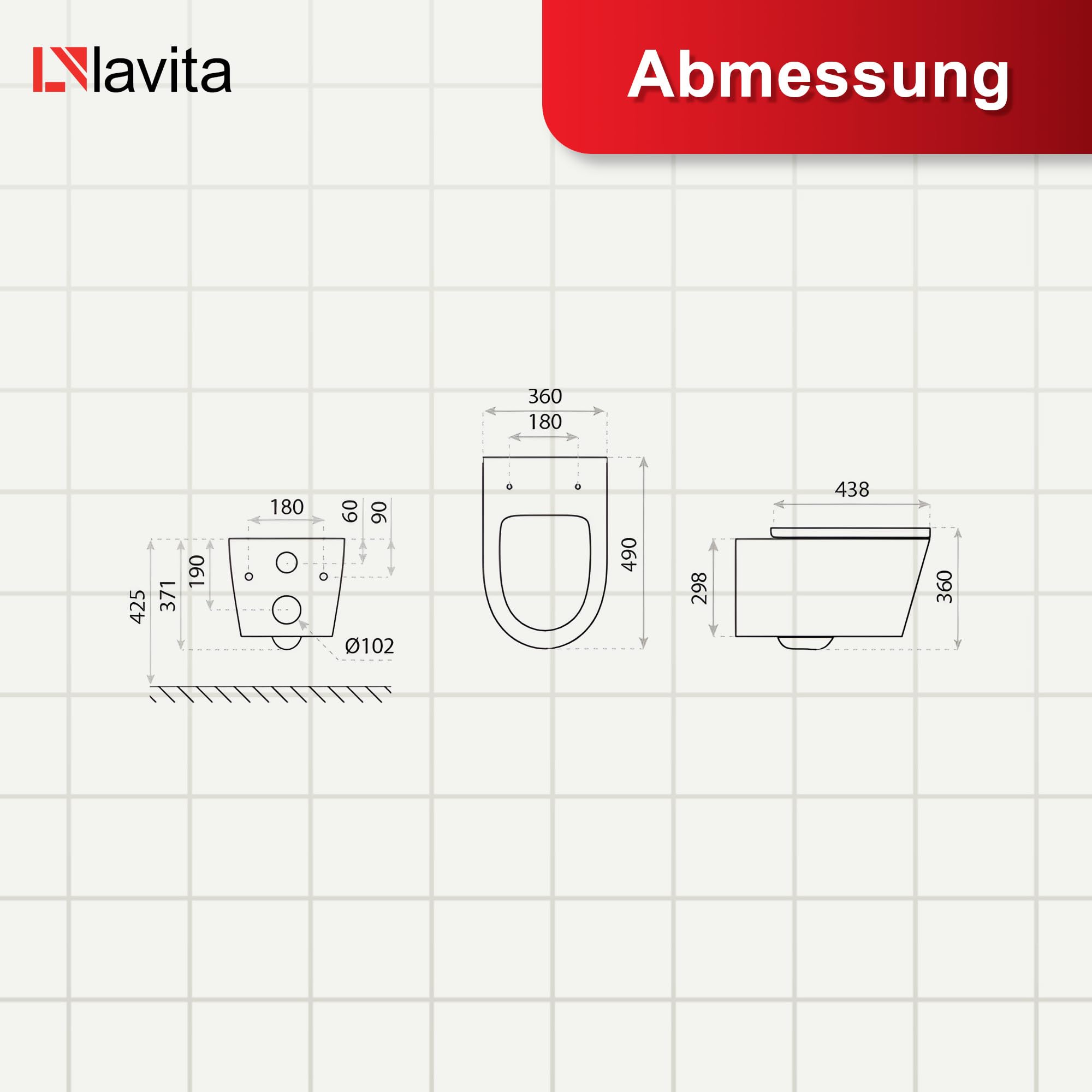 LAVITA Versoni Tornado 2.0 - Inodoro de pared con descenso automático y bisagras de metal, sin bordes, sistema de descarga suspendido, color negro