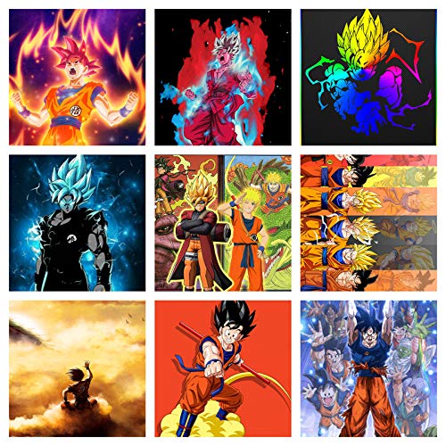 5 Ace Set of 9 Goku kaioken Blue 4k Full Glue Sticker Poster (12x18 Inch Each,Multi Color,Sticker Paper) Combo Pack