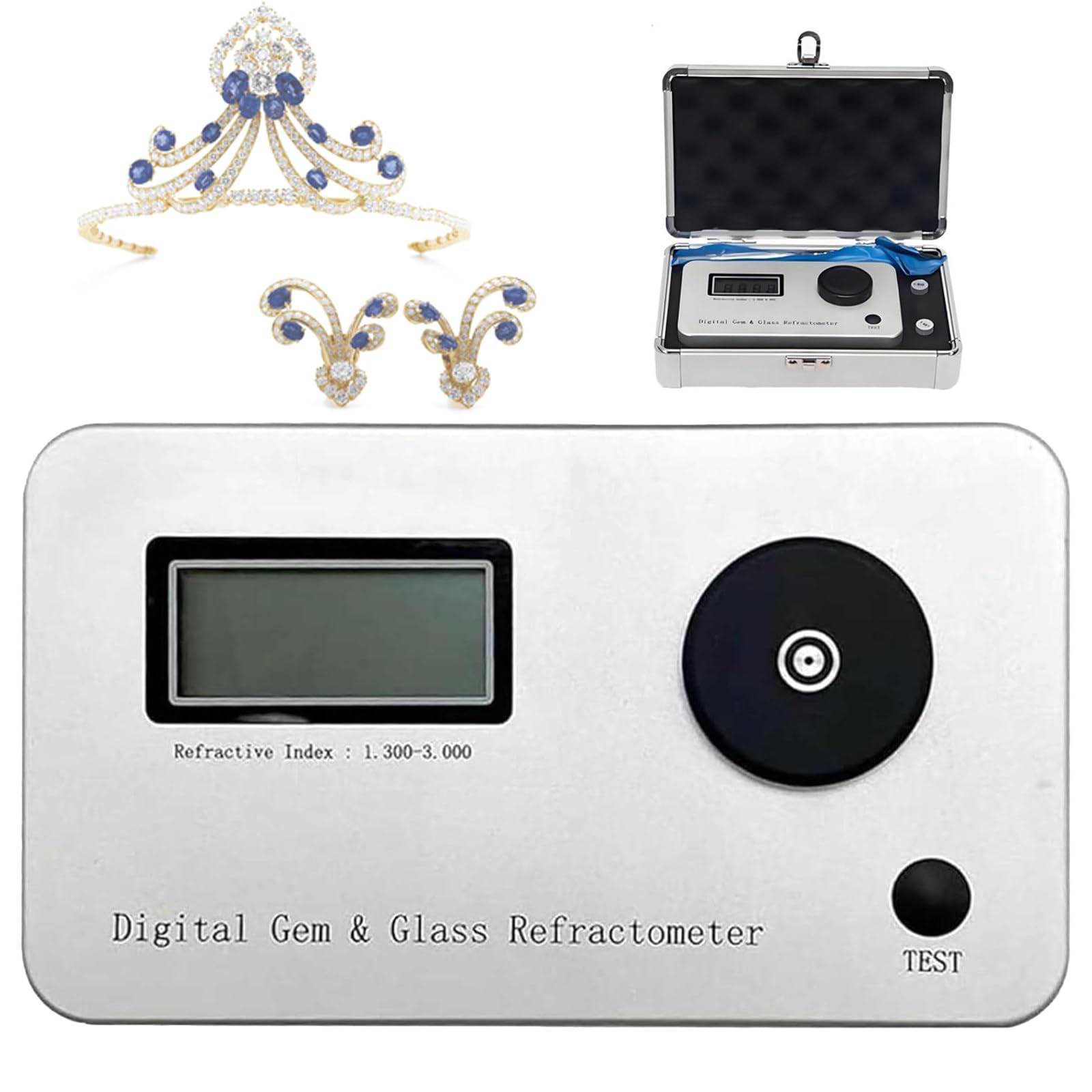 Refractómetro Profesional de Piedras Preciosas, Detector de Identificación de Joyas con Pantalla LCD, índice de Refracción de 1.300 a 3.000, para Joyería y Diamantes