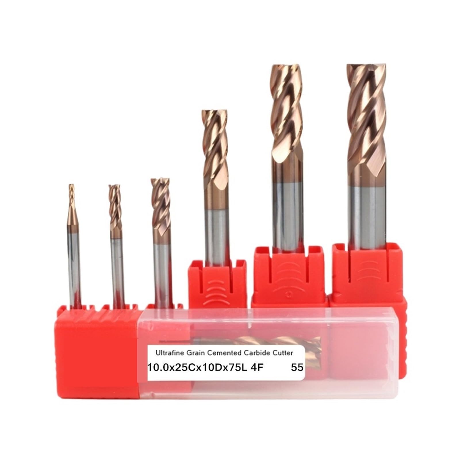 Fresa in acciaio al tungsteno con rivestimento in lega a 4 taglienti, for lavorazioni meccaniche di utensili fresa piatta da 1,0 a 20, mm Per trapano da banco(12x30Cx12Dx75L)