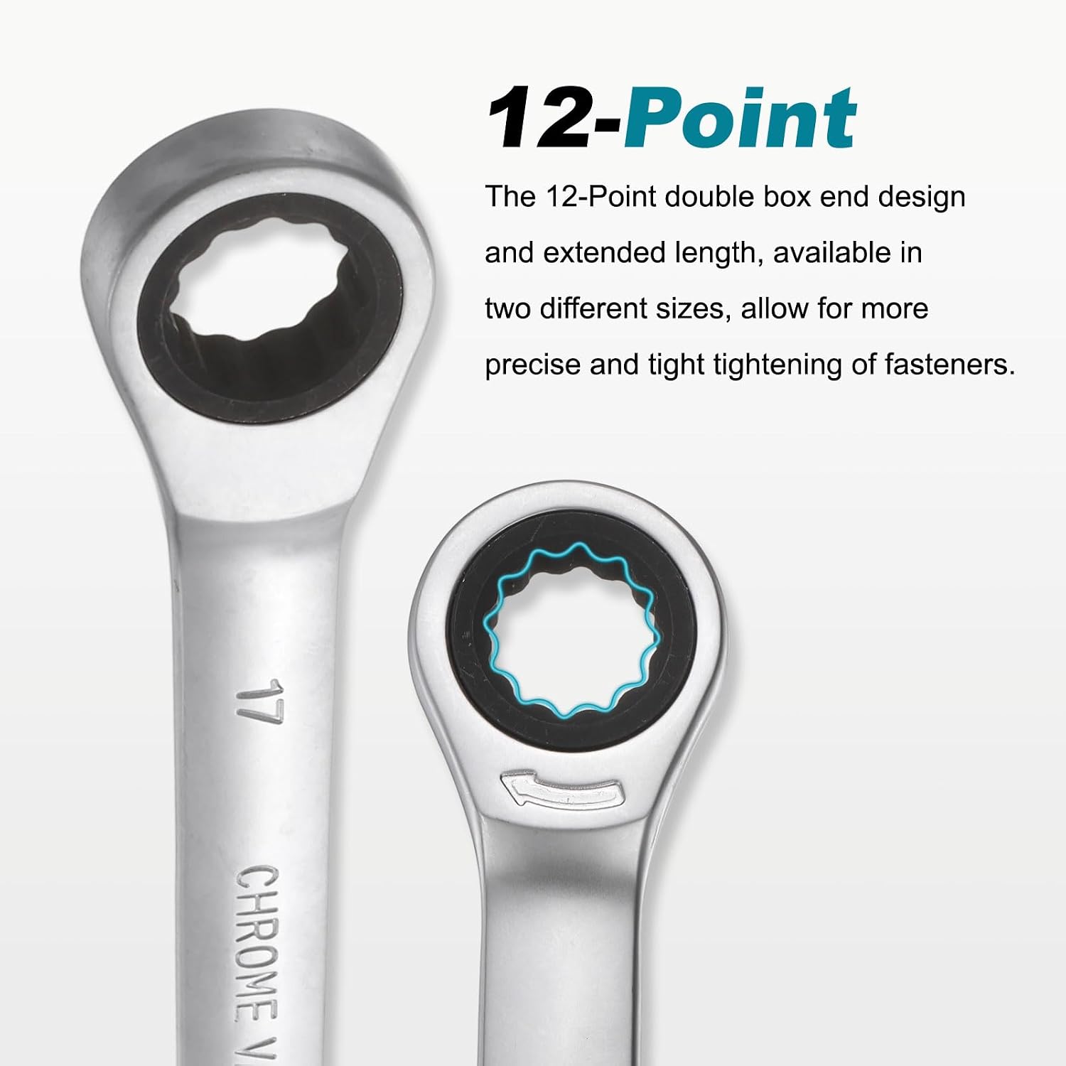 HARFINGTON Double Box End Wrench Metric 19-22mm 72-Tooth 12-Point Ratchet Gear Spanner Heat-Treated CR-V Ratcheting Spanner Tools for Garage Repair DIY, Matte Silver