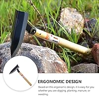 Vista 8 de Jardín japonés Paisajismo Triángulo Azada Herramienta de Jardín Pala de jardín Japonés Mango de madera de acero inoxidable Mango Triángulo Deshierbe