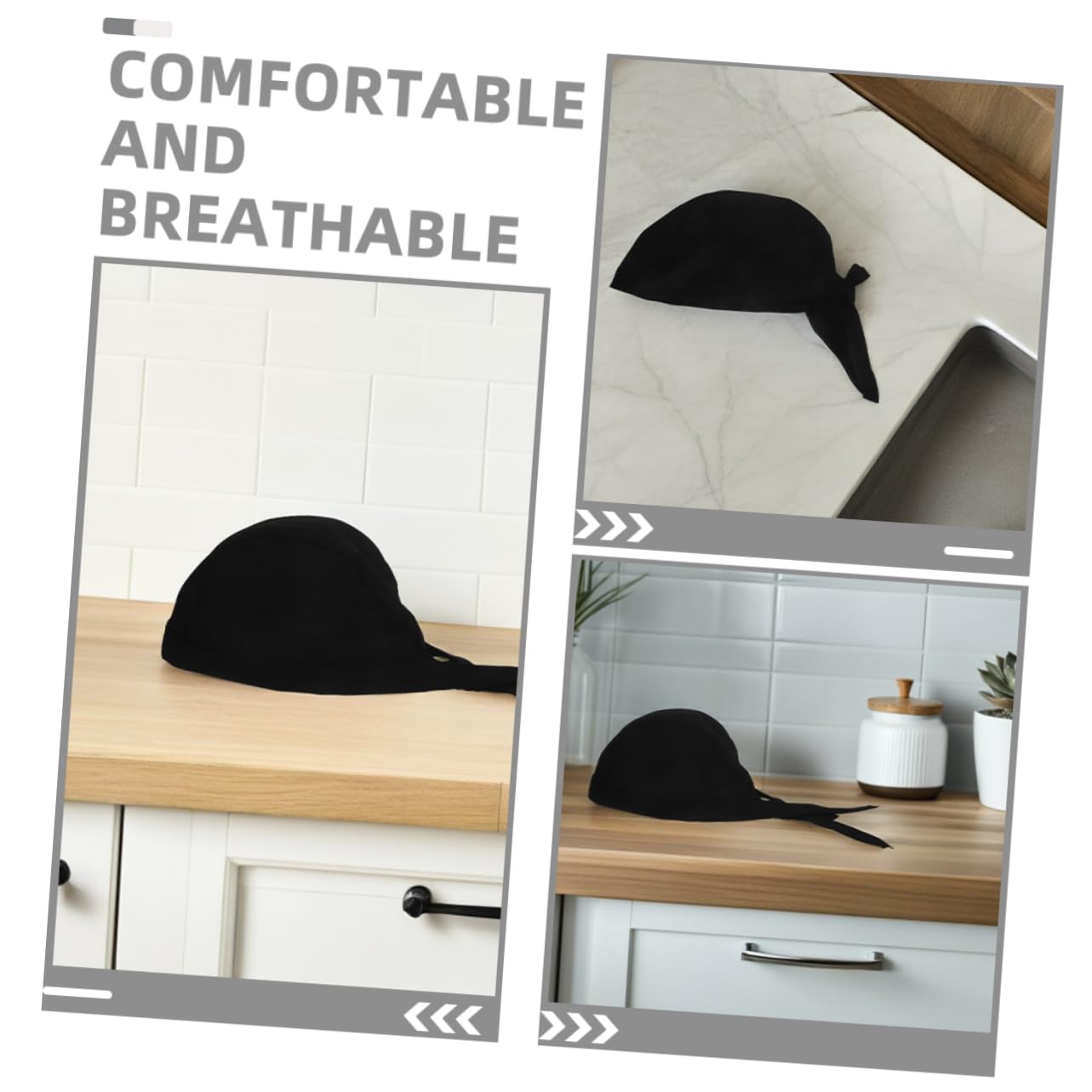 Gorro de Cocinero Negro Ajustable de Algodón 12 Piezas
