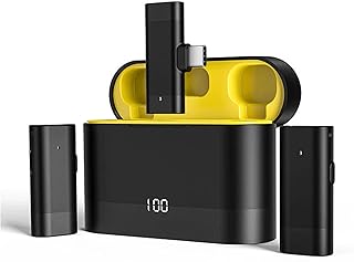 Ryzwoc X2 Wireless Lavalier Microphone for Android, Active Noise Cancellation 20 m Range Wireless Microphone, 8H Battery Life, Ultra Mini Portable Wireless Lapel Microphone for Type-C Smartphone