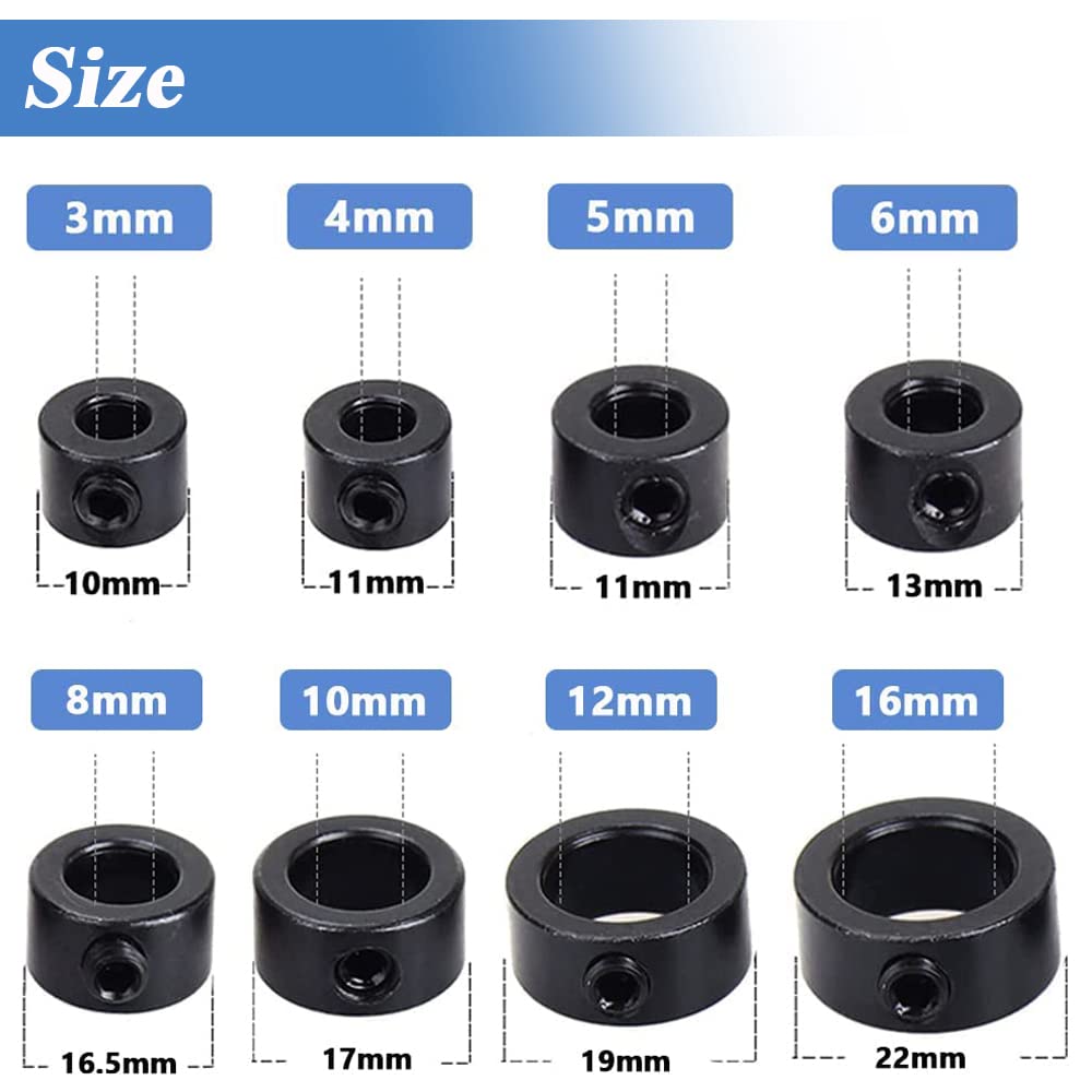 8X Drill Bit Depth Stop Collar Ring Positioner Dowel Shaft Chuck Hex