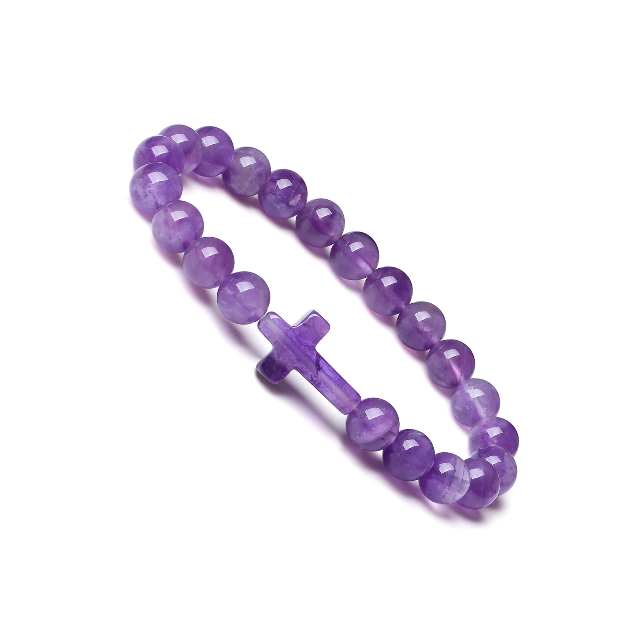 SahoottieCrystal Bracelet for Men Women Adjustable Cross Stretch Beaded Bracelet Religious Christian Bracelet Healing Anxiety Bracelets