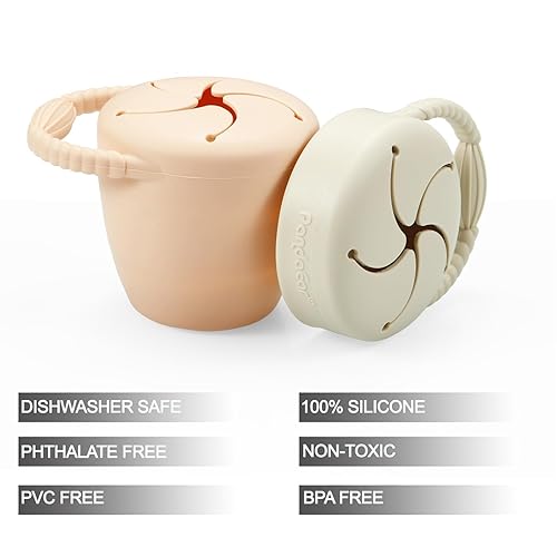 Miniatura 2 de PandaEar Recipientes de silicona para aperitivos, plegables para niños pequeños, a prueba de derrames, atrapadores de alimentos para bebés pequeños,