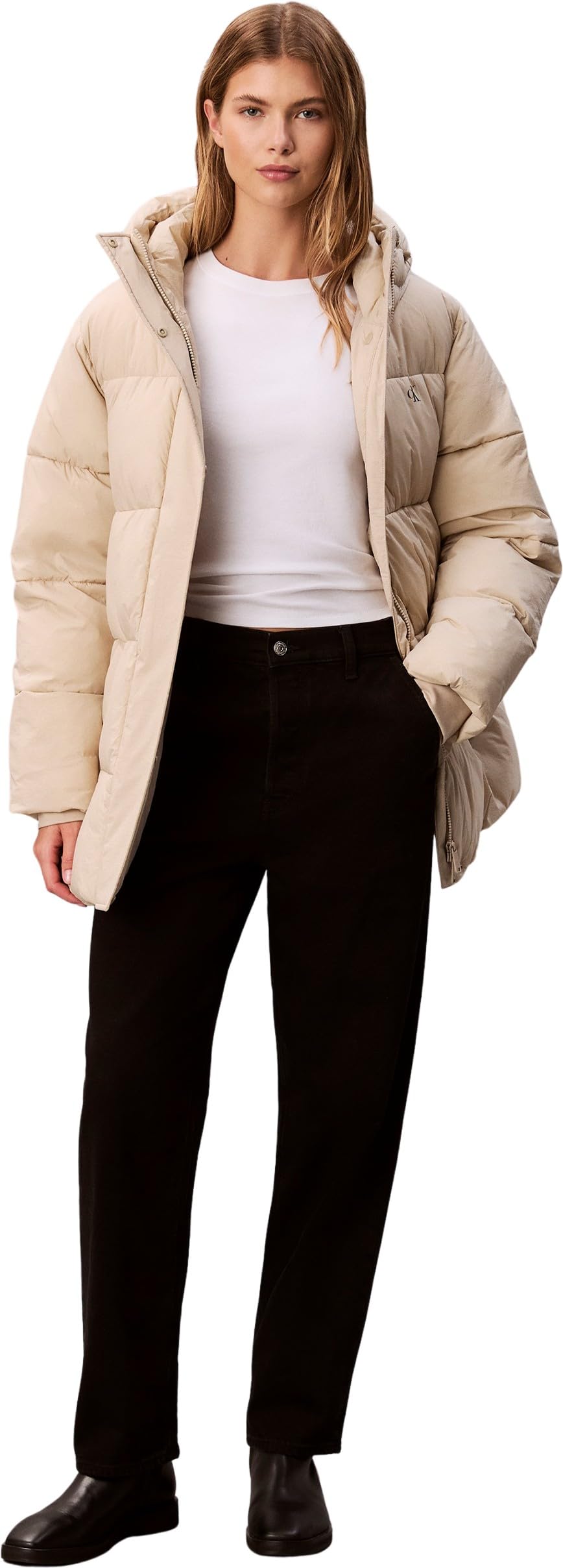 Calvin Klein Belted Midweight Puffer Lv047d507g Chaquetas Mujer