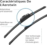 Bosch Aerotwin AR 530 S - Balai d'essuie-glace de Remplacement Avant - Livré avec Adaptateur Pré-Assemblé - Vendu à l'Unité, 530mm / 530mm - 5