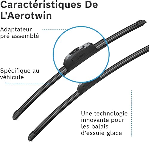 Bosch Aerotwin AR 530 S - Balai d'essuie-glace de Remplacement Avant - Livré avec Adaptateur Pré-Assemblé - Vendu à l'Unité, 530mm / 530mm - 5