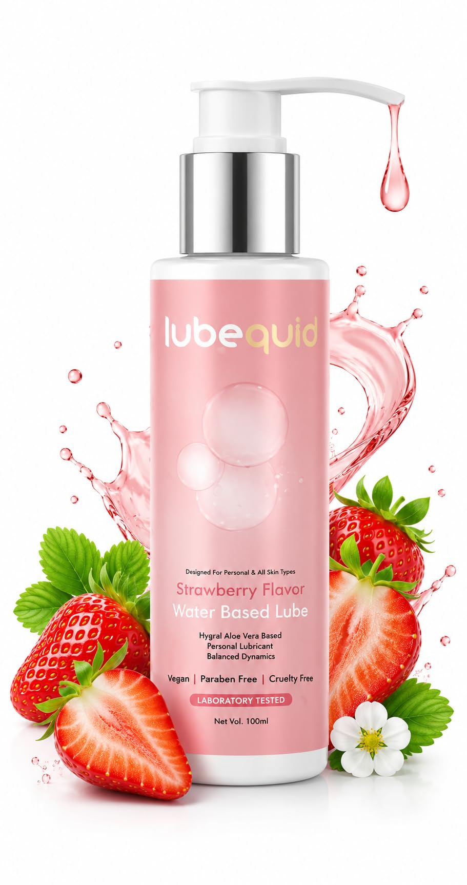 Strawberry Lubricant Gel (Water-Based) Natural Lube with Aloe Vera for Her, Him & Couples - Strawberry Flavour - 100 ML