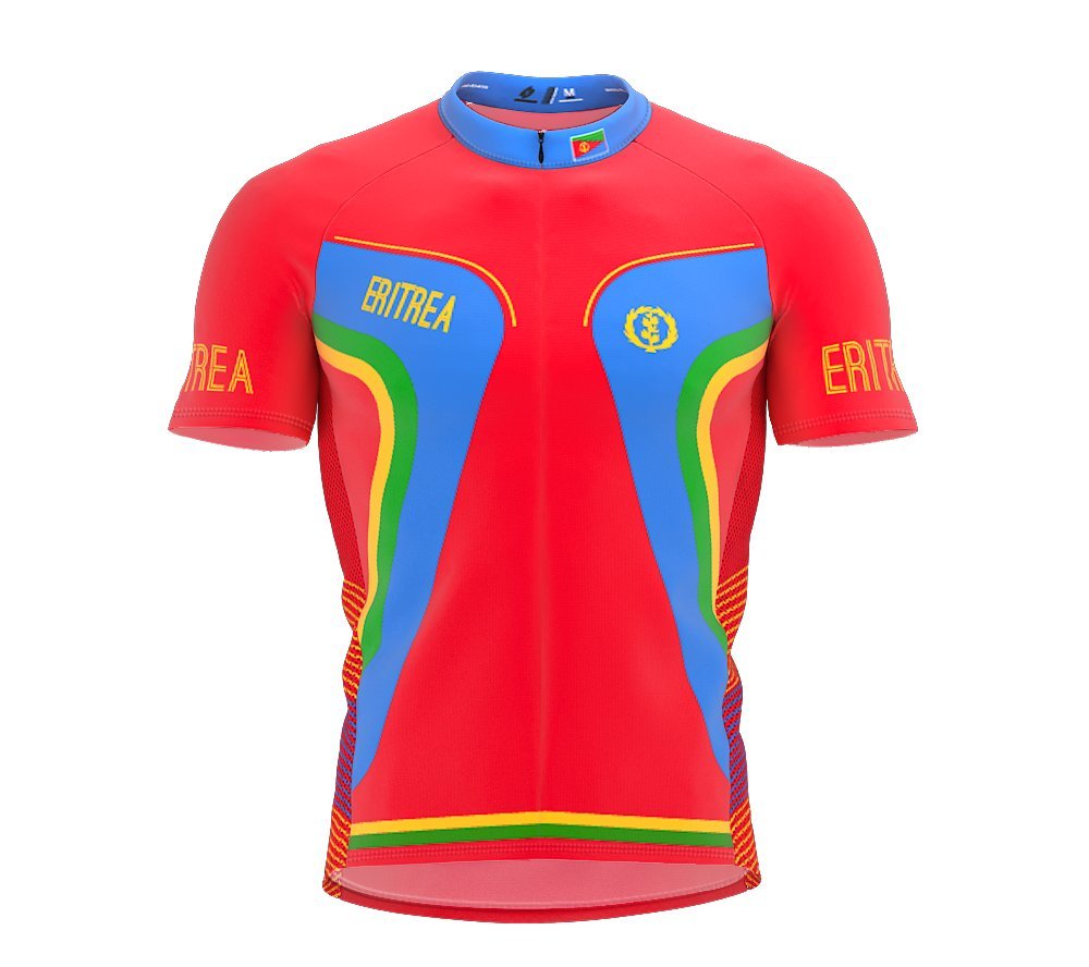 ScudoPro Eritrea Full Zipper Bike Short Sleeve Cycling Jersey for Men - Size S Multicolored