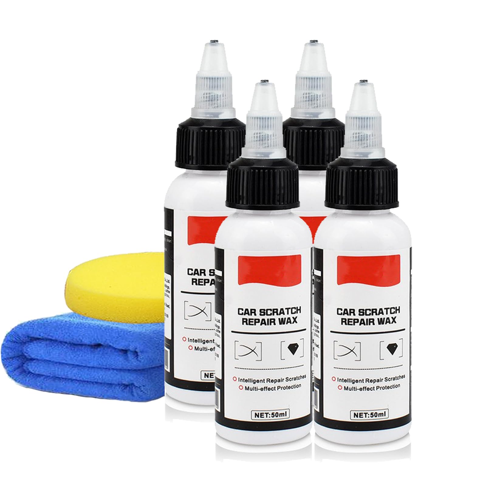 Ultimate Paint Restorer, V-Vaxy Car Scratch Repair Wax, Car Paint Restorer with Sponge & Wipe (4Pcs)