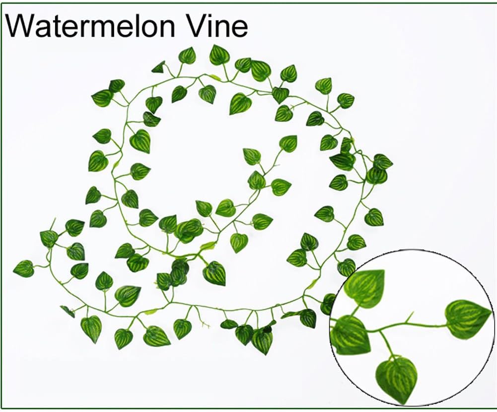RAUVOLFIA 86 Ft - 12 Pack Artificial Fake Hanging Vine Plants Leaves Greenery Garlands for Wedding, Party, Wall,Patio or Yard Decoration, Perfect as Fence Privacy Screen(Watermelon)