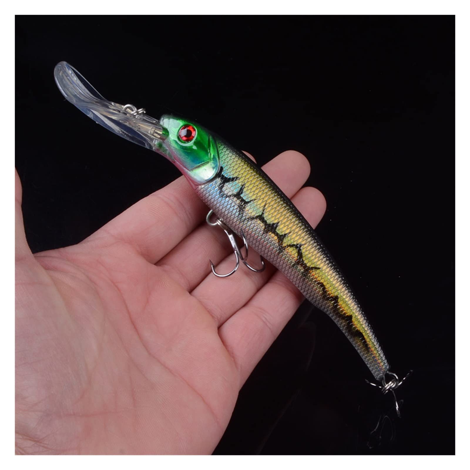 XILILHC 8 Stück 16,5 cm 28 g große Elritze Angelköder Tiefseebarsch Köder künstlicher Wobbler Fisch Crankbait Schwimmköder Tauchen 3D Augen