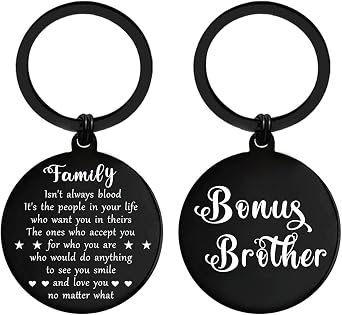 ENGZHI Brother In Law Gifts - Bonus Brother Keychain for Christmas Birthday Fathers Day, Metal Engraved Keepsake