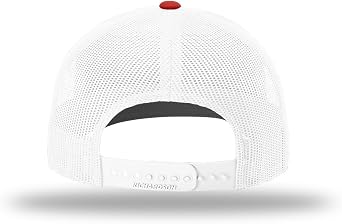 Richardson 112 Trucker Hat Snapback Cap Adjustable Baseball Hat Blank Hat Bulk Hats - Black/White/Red