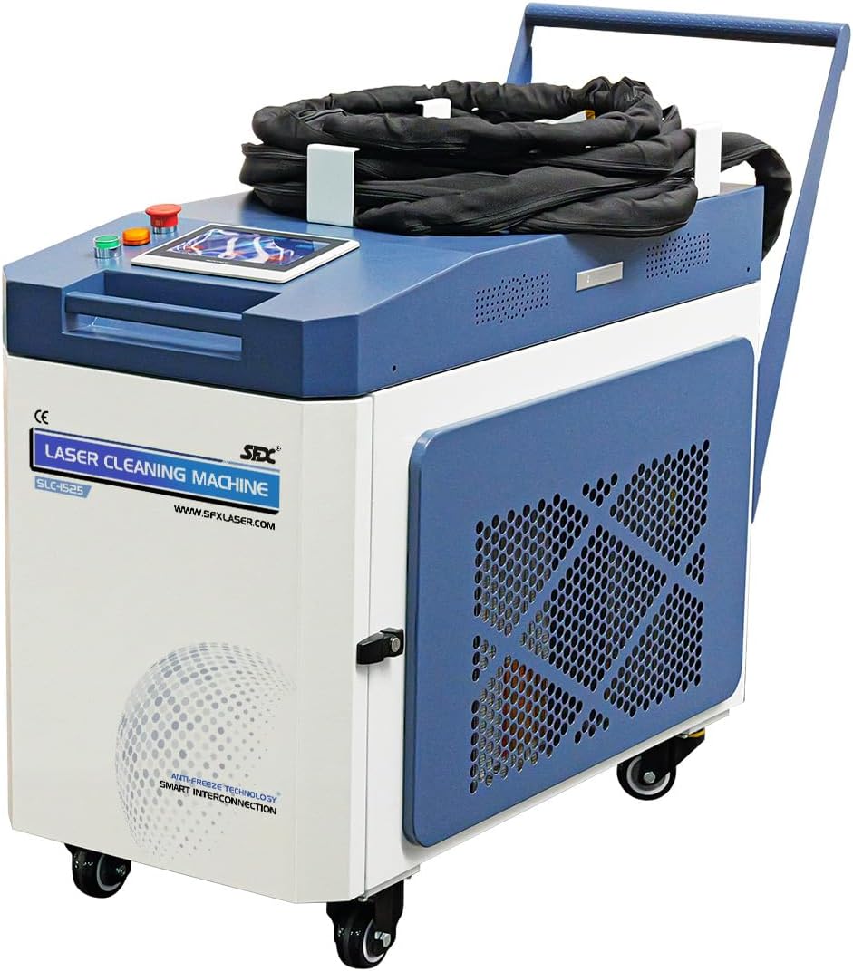 ZAC US Stock 1500 W Laser Rust Removal 250mm Wide Scan Integrated Laser Cleaning Machine with IoT AC220V Continous Laser Rust Remover Cleaner for Metal Rust Oil Paiting Coating Laser Class 1, 0.39mW