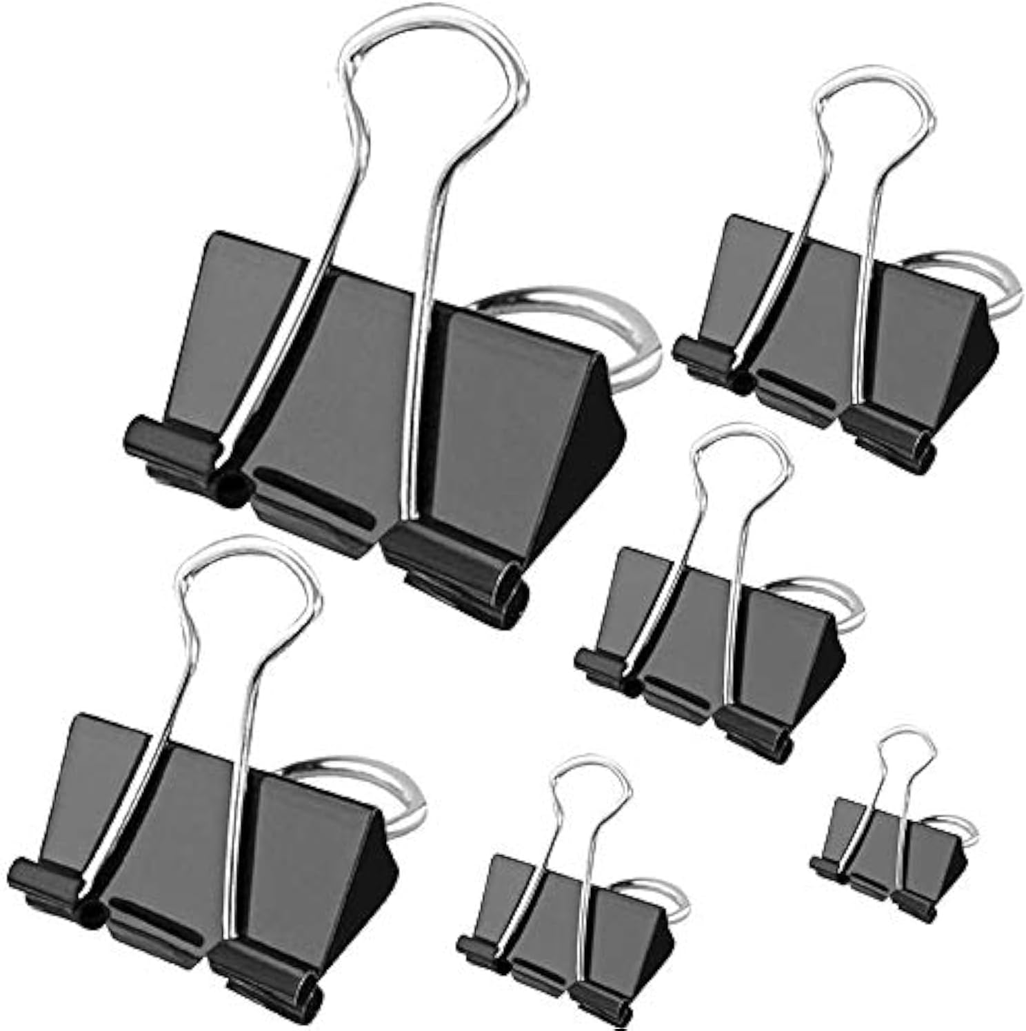 130pcs Clips - Binder Clips Paper Clamp for Paper 6 Sizes Foldback Paper Clips 15mm 19mm 25mm 32mm 41mm 51mm