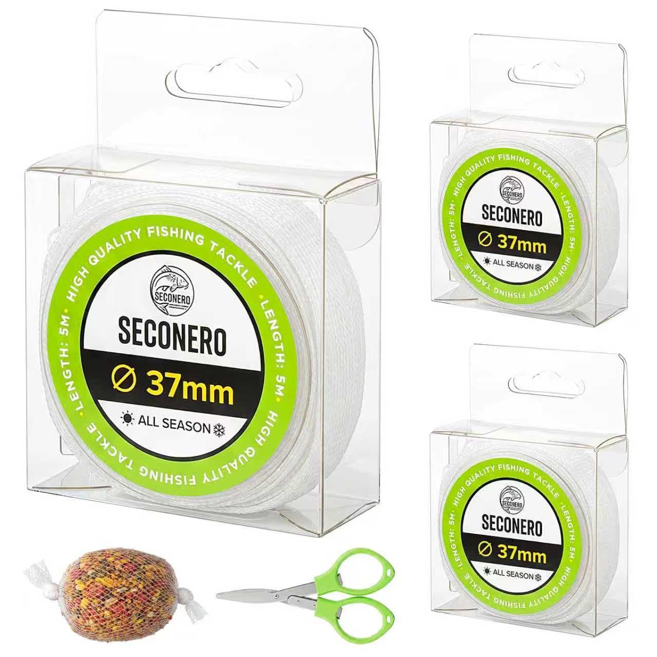 Seconero 3 Pcs 5M PVA Mesh Carp Fishing Kit with Scissors, 37mm Bait Bag