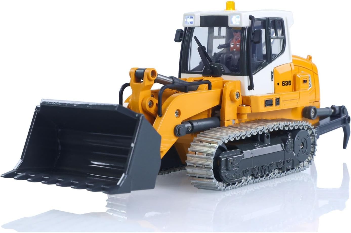 US in Stock, 1:50 RC Electric Lifting Tracked Loader Lr636 2.4G Construction Vehicle Metal Bucket Tracks Ripper RTR Model Light Sound Battery Hobby Grade Model
