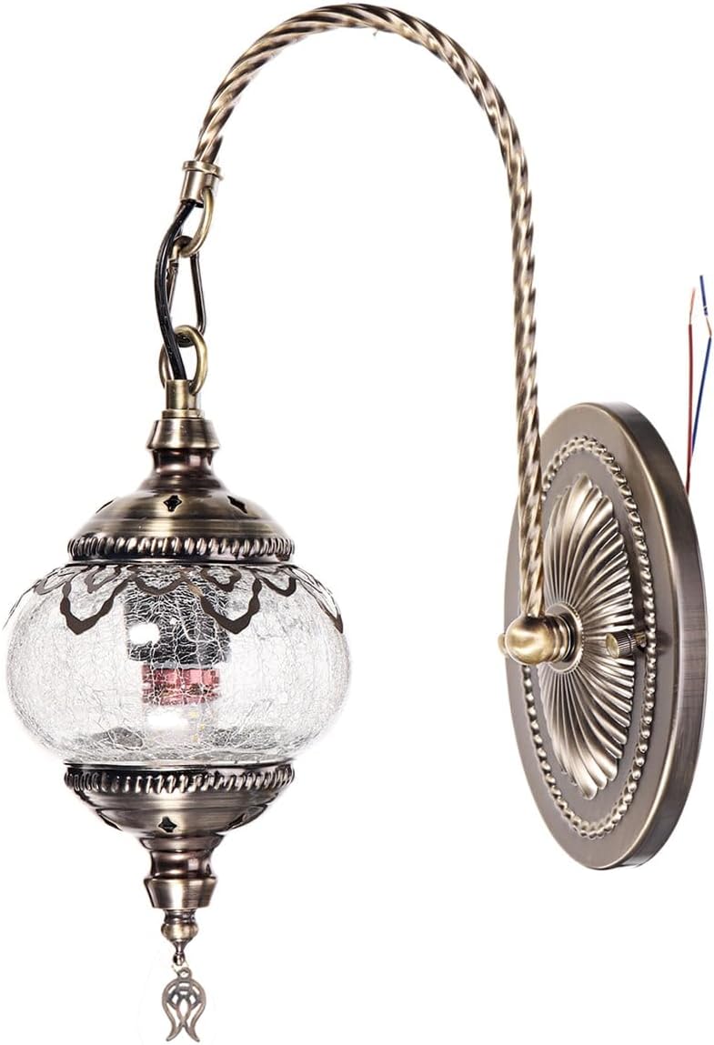 IHIPPO Wall Lamp, Handmade Glass Wall Sconce Night Light Farmhouse