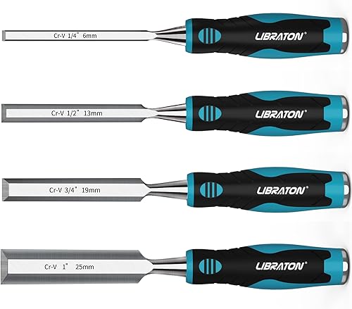 Juego de cinceles, juego de cinceles de madera, juego de herramientas de cincel de madera para carpintería, cincel de acero al cromo vanadio con