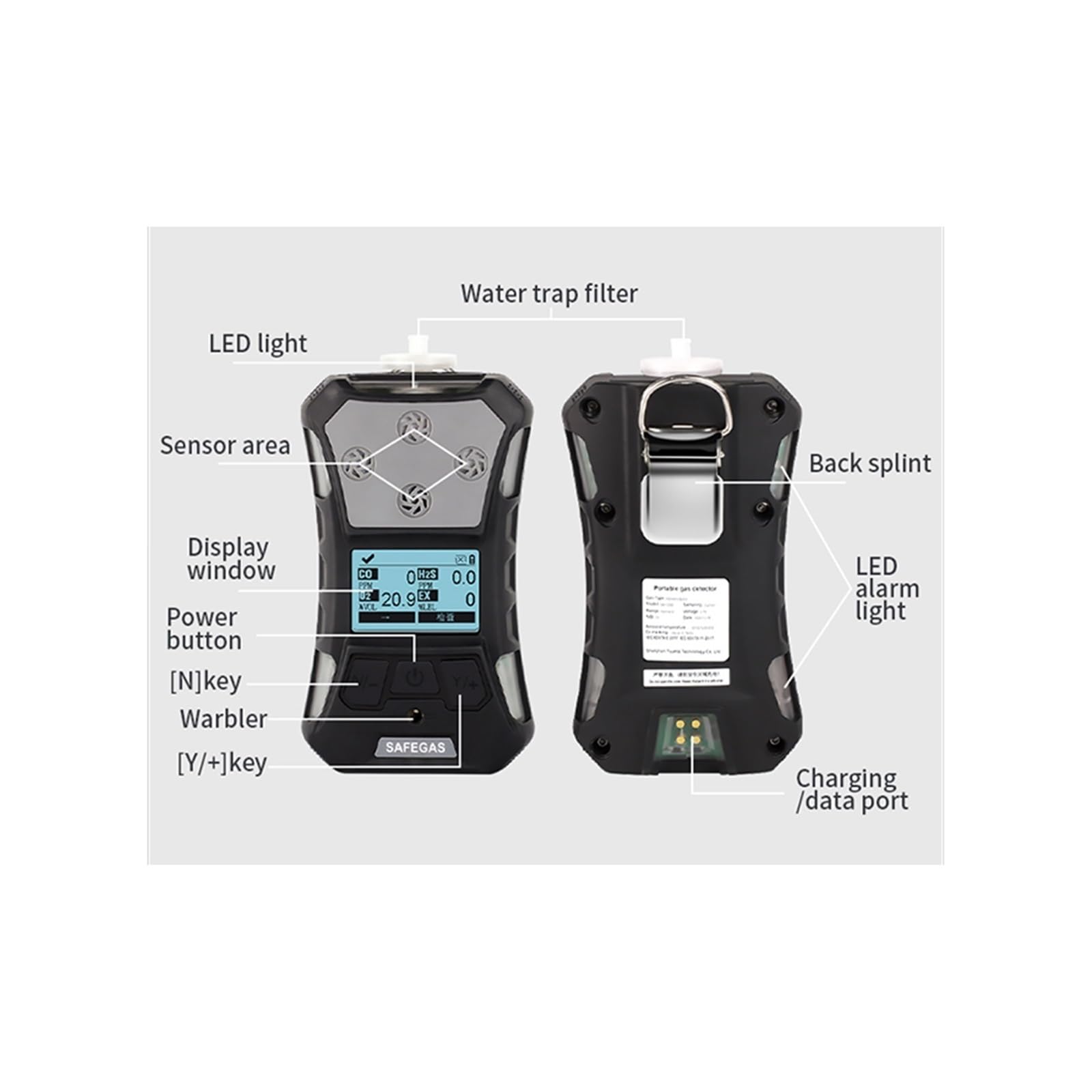 Profession BH-90A PH3 Gas Detector Digital Phosphine PH3 Analyzer Range 0-5,20,50,100ppm