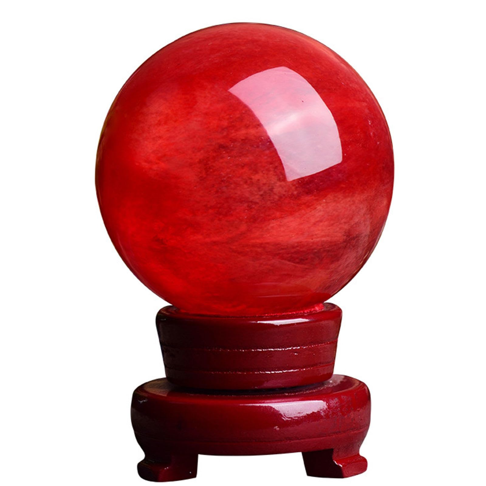 ICXLPMC Red Crystal Ruby Ball Sphere Obsidian with Stand Melting Quartz Gemstone for Feng Shui Home Decoration,Red-17cm