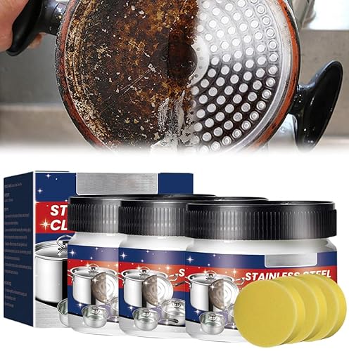 CrèMe Nettoyante Plaques Cuisson & Surfaces Inox,Nettoyant pour Acier Inoxydable,Nettoyant Universel,Spray D'Entretien pour Un Nettoyage Efficace Dissout La Graisse Et Les ImpuretéS (1, 3 Pcs)