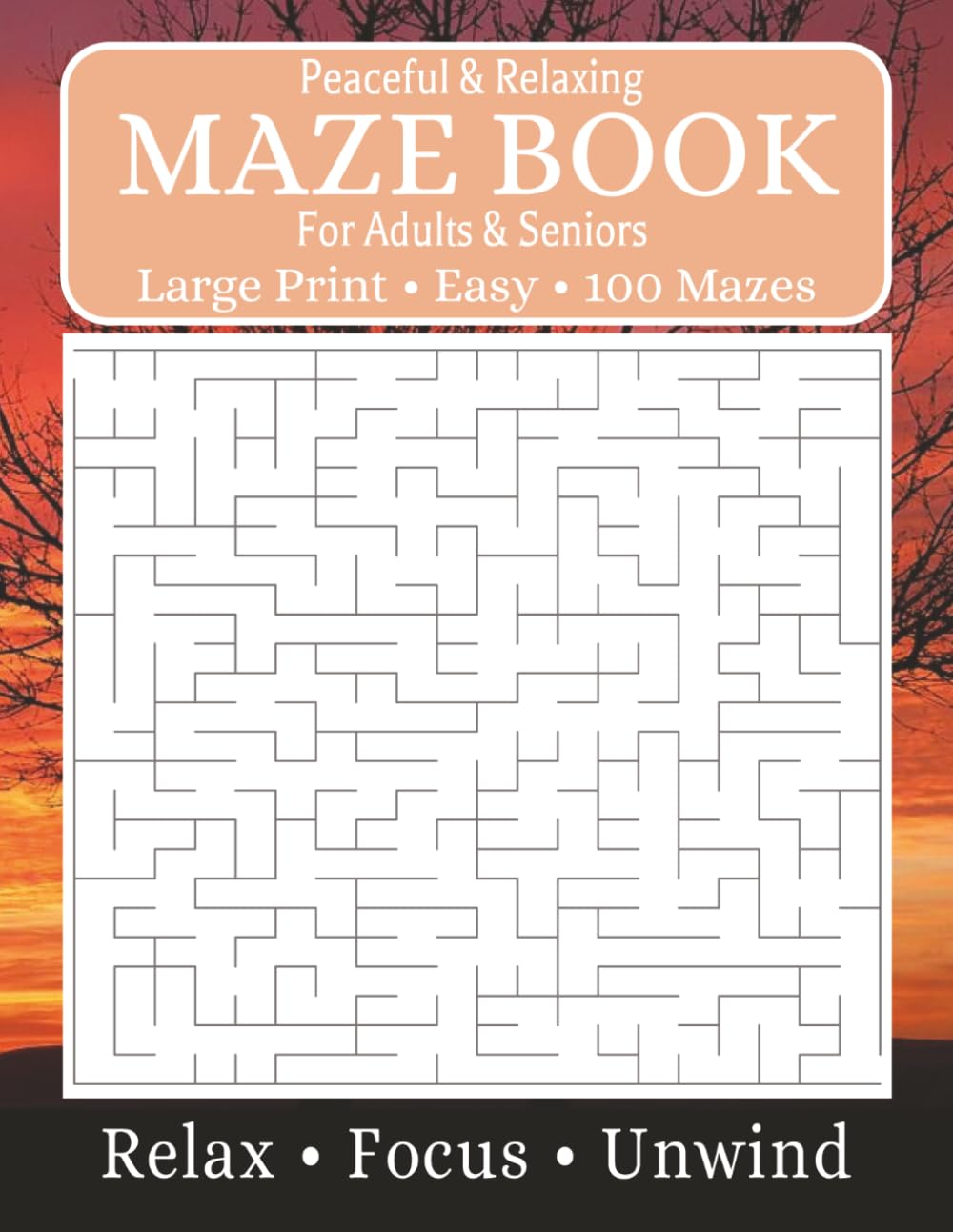 Maze Book For Adults And Seniors.: Peaceful & Relaxing Large Print Mazes – 100 Easy Puzzles for Stress Relief, Mental Clarity & Brain Exercise.