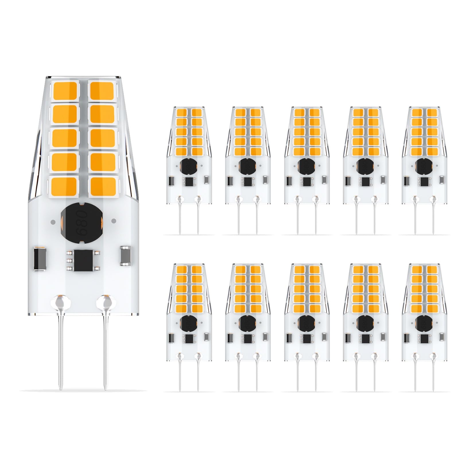 BVCL G4 LED Bulbs dimmable, 3W Replaces 3W Halogen, AC 12-24V 300lm no Flicker 10-Pack(Warm White 3000K)