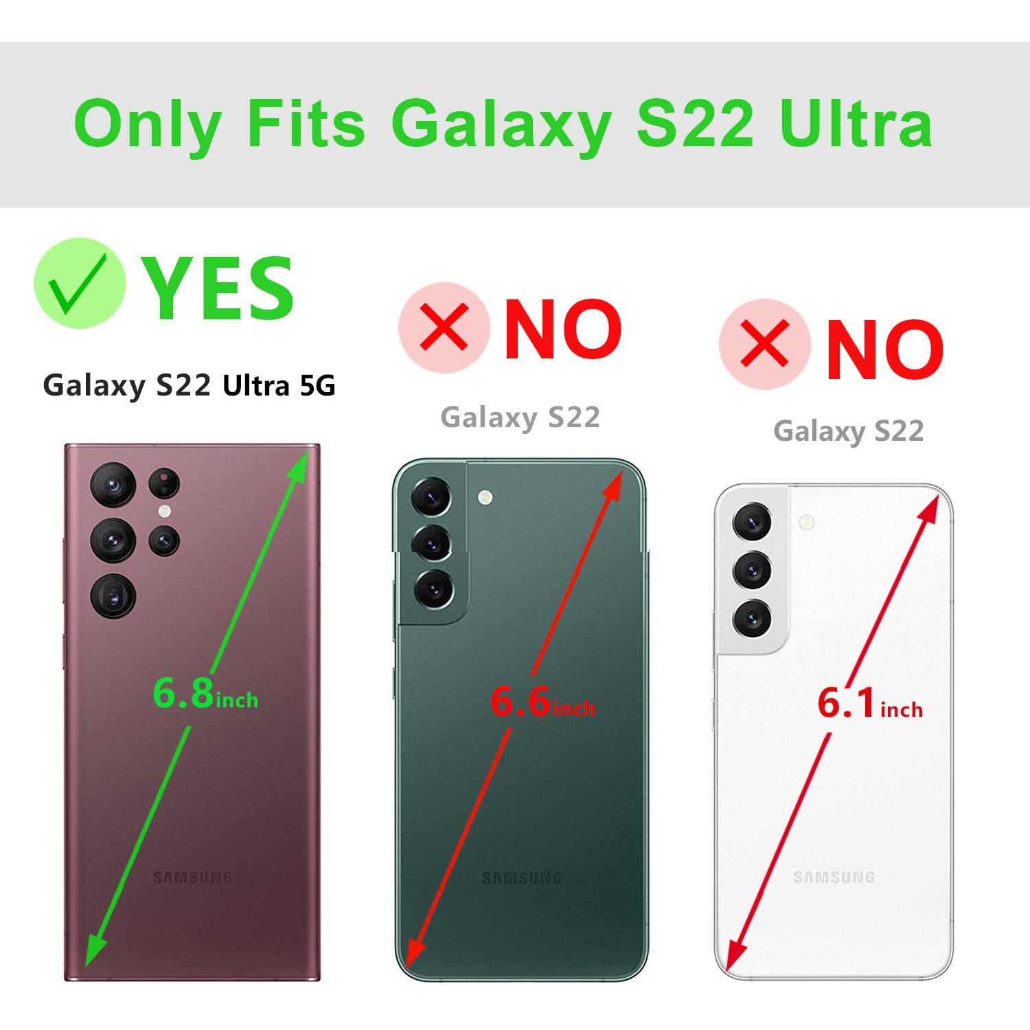 LENSUN Funda Samsung Galaxy S22 Ultra 5G, Carcasa Cuero Genuino [Bloqueo RFID] Tapa Cierre Magnetico y Ranuras para Tarjetas Cartera Libro Protección para Samsung S22 Ultra 5G-Rojo Vino