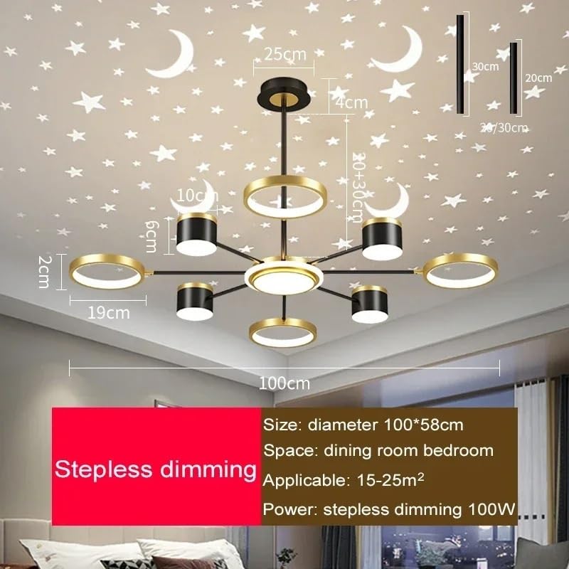 Plafonnier étoilé LED blanc et lustre intensité variable 8 têtes - 2