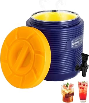 Water Cooler Dispenser 3 Gallon Hot Ice Beverage Dispenser Spout Spigot, Insulated Ice Barrel Drink Cooler Water Jug for Camping Outdoor Party
