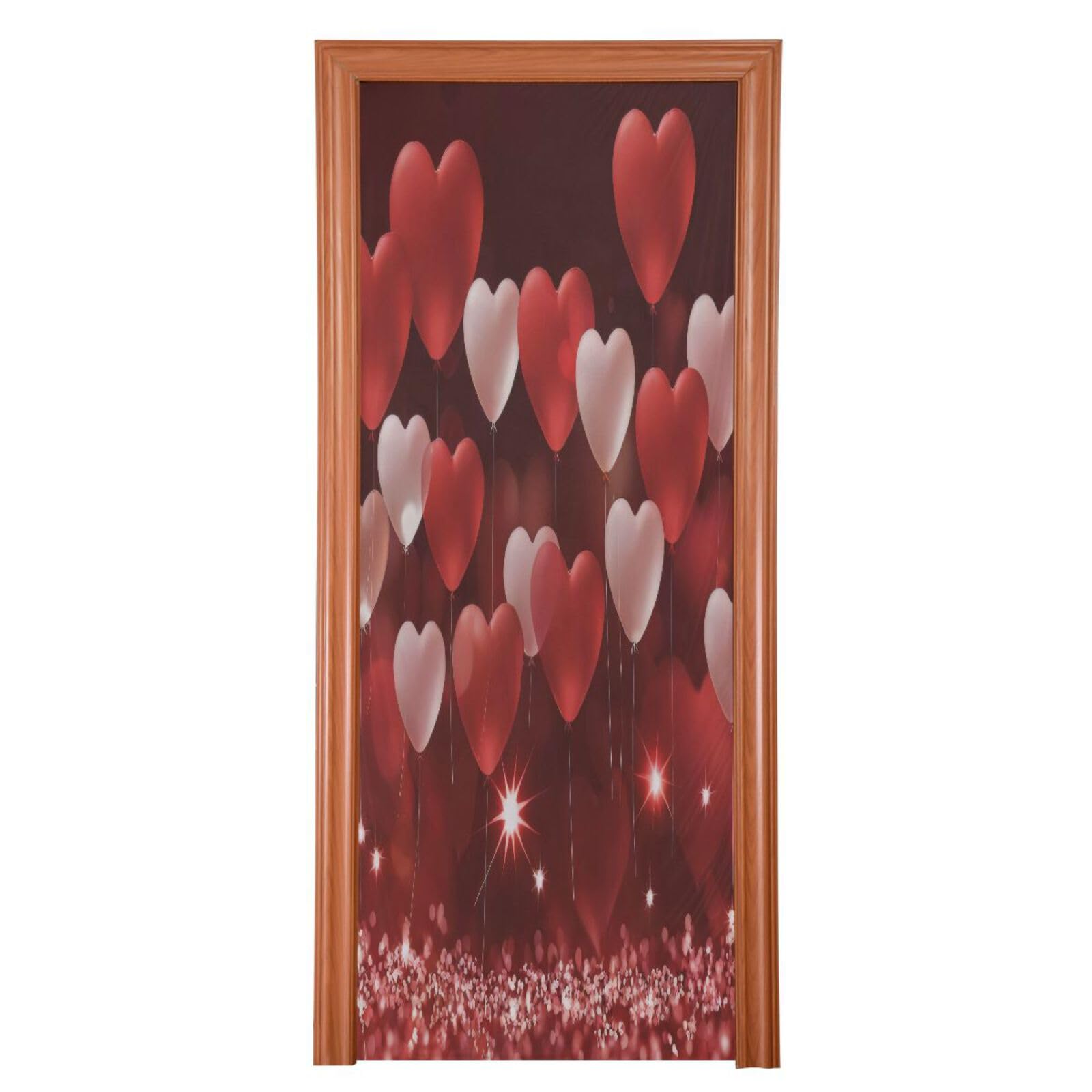 FLildon Red Hearts Balloons Valentine's Day Door Cover Decoration, Party Accessory Porch Decor for Festive Ornament Room Door Covers 36 x 98 Inch