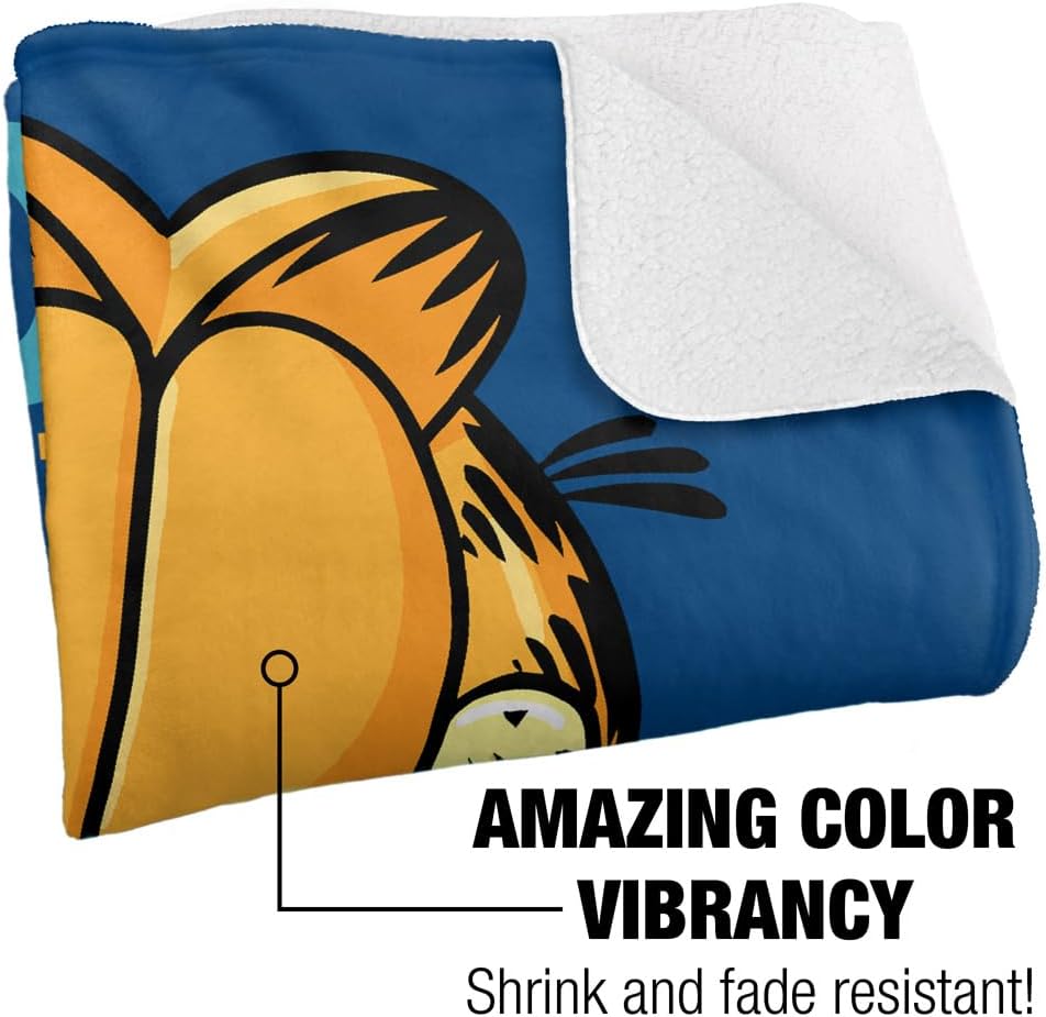 Garfield Blanket, 60"x80", Never Ever Wrong Silky Touch Sherpa Back Super Soft Throw