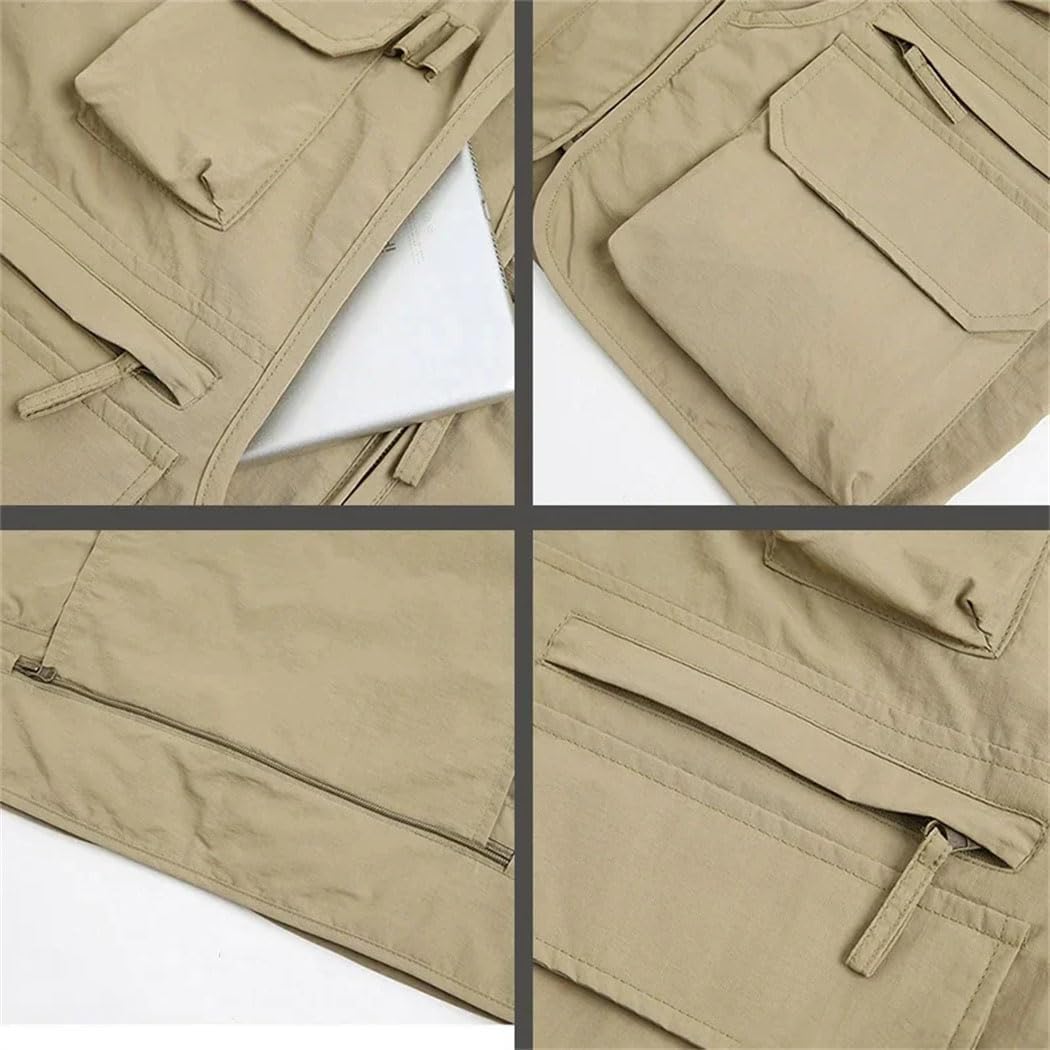 Men’s Outdoor Hiking Fishing Photo Cargo Vest Summer Lightweight Breathable Multi Pocket Work Jacket