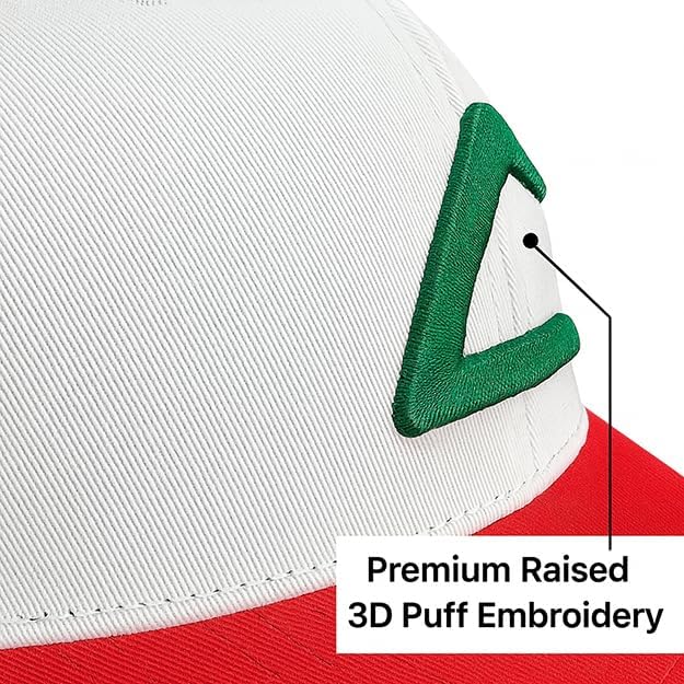 Red & White Snapback | Embroidered 3D Puff Logo | Anime League Trainer Cosplay Hat | Adjustable Adult Sandwich Mesh Baseball Cap - Image 3