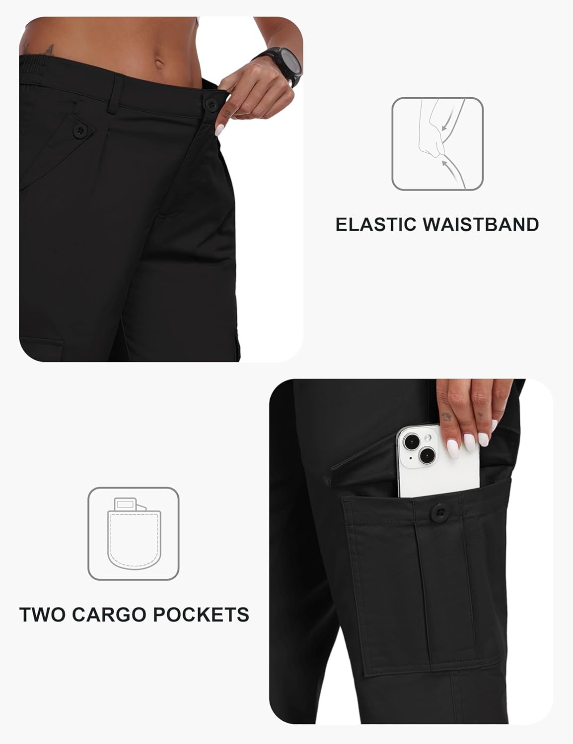 MoFiz Women's Cargo Capris Pants with 6 Pockets Lightweight Cotton Hiking Casual Travel Summer Capri Pants for Women - Image 5